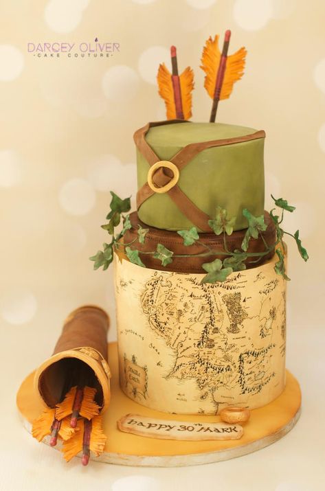 Lord of the Rings by Darcey Oliver Cake Couture Hobbit Cake, Lotr Wedding, Hobbit Party, Ring Cake, Fantasy Cake, Character Cakes, Crazy Cakes, Birthday Ring, Party Rings