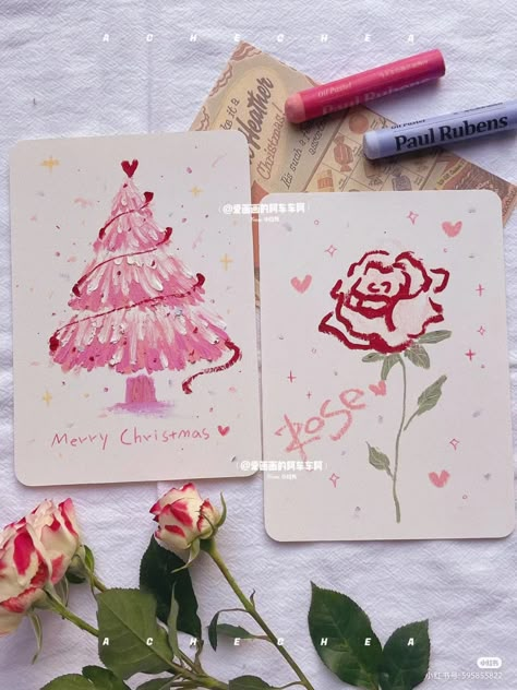 Oil Pastel Card Ideas, Oil Pastel Art Aesthetic Easy, Card Painting Ideas, Oil Pastel Paintings, Easy Canvas Art, Oil Pastel Art, Art Painting Gallery, Easy Doodles Drawings, Cute Doodle Art