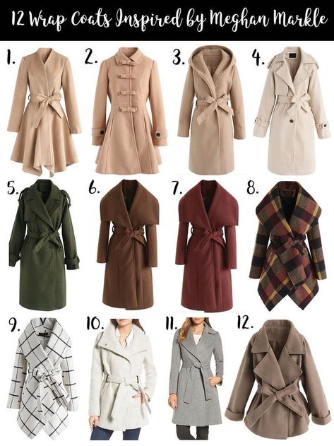 12 Wrap Coats Inspired by Meghan Markle's Engagement Outfit | how to style a wrap coat | wrap coat outfit ideas | winter coats | winter fashion tips || Dressed to Kill #wrapcoat #wintercoats #winterstyle #dtkaustin Wrap Coat Outfit, Black Leggings Outfit Fall, Meghan Markle Fashion, Mode Gossip Girl, Leggings Outfit Fall, Black Leggings Outfit, Flannel Outfits, Design Moda, Engagement Outfit