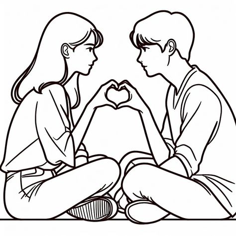 Cute Couple Drawings Cartoon Easy, Cute Couple Sketches Easy, Marriage Captions, Couple Cartoon Drawings, Couples Drawing Reference, Couples Coloring Pages, Incredibles Violet, Blood Donation Posters, Bengali Couple