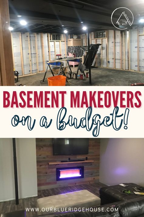 10 Ideas for basement remodels to save your budget. #basement Basement Wall Paneling Ideas, Easy Basement Renovation, Finishing Old Basement, Finish A Basement On A Budget, Painting Basement Walls Concrete Blocks, Basement Before And After Unfinished, Diy Unfinished Basement Ideas Budget, Custom Basement Ideas, Cabin Basement Remodel