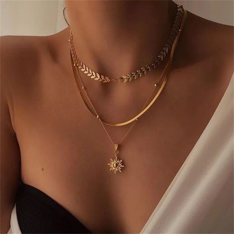 Necklace Bracelet Gold Jewelry Fashion Ring Multilayered Necklace, Chain Butterfly, Choker Chain Necklace, Necklace Snake, Choker Chain, Choker Jewelry, Vintage Chain, Snake Pendant, Trendy Necklace