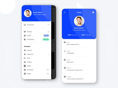 Profile & Menu Design - Mobile App by Shashank Tyagi | Creative Designer on Dribbble Mobile App Menu Design, Flutter App Design, User Profile Ui Design Mobile App, Profile Ux Design, App Profile Design, Menu App Design, App Menu Design, Profile Ui Mobile, Profile App Ui