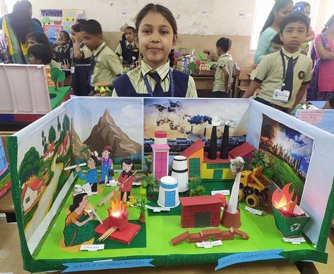 School projects And Art work | Source of air pollution model | Facebook Pollution Model Project, Pollution Project Ideas, Air Pollution Model, Air Pollution Project, Pollution Project, Science Exhibition Projects, Science Exhibition, School Exhibition, Best Photo Frames