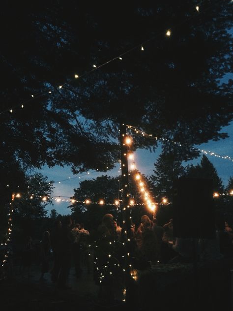 Fairy Lights Outside Backyards, Fairy Lights At Wedding, Outside Party Lights, Wedding Outdoor Fairy Lights, Fairy Lights Backyard Party, Lights Outside Wedding, Fairy Lights Party Decoration Outdoor, Backyard Wedding Fairy Lights, Outdoor Wedding Fairy Lights