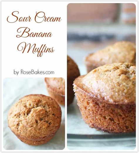 Banana Muffins Sour Cream, Muffins Sour Cream, Sour Cream Banana Muffins, Bananas Recipes, Sour Cream Muffins, Mini Chocolate Chip Muffins, Sour Cream Banana Bread, Banana Candy, Double Chocolate Muffins