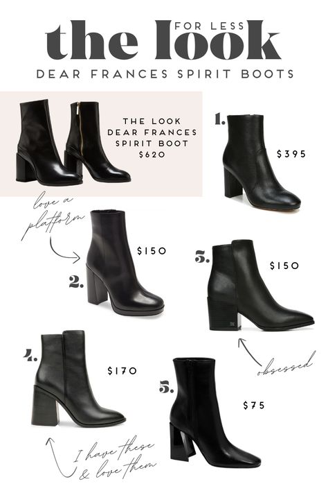 Dear Frances Spirit Boot Dupes and Look Alikes Dear Frances | Spirit Boots | Spirit Boots Outfit | Black Boots Classic Black Ankle Boots, Black Boots Women Outfit, Boots 2024 Women, Black Boots Heel, Best Black Boots Women, How To Style Black Heel Boots, Black Ankle Boots Heel, Ankle Boots Heel, Black Fall Boots Ankle