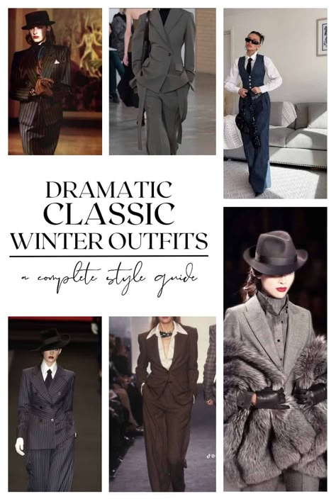 Kibbe Dramatic Classic Winter Outfits: A Complete Style Guide Dramatic Classic Winter, Dramatic Classic Style Outfits, Classic Natural Essence, Dramatic Classic Body Type, Classic Kibbe Body Type, Dramatic Classic Outfits, Classic Winter Outfits, Classic Body Type, Dramatic Classic Style