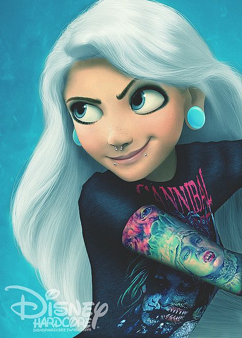 ^^ Punk Disney Characters, Disney Gone Bad, Emo Disney, Evvi Art, Punk Edits, Disney Swag, Goth Disney, Disney Punk, Punk Disney Princesses