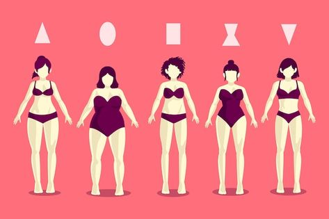 Free vector different types of female bo... | Free Vector #Freepik #freevector #body-types #woman-figure #female-figure #body Women Body Shape, Female Body Shapes, Body Shapes Women, Types Of Body Shapes, Body Types Women, Human Figure Drawing, Wellness Trends, Human Anatomy Art, Character Design Sketches