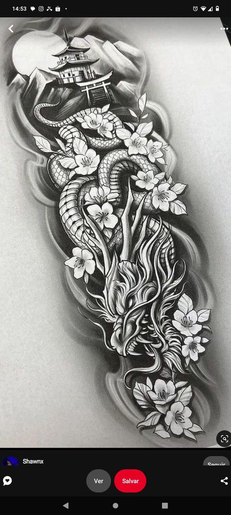 Tattoo Ideas For Men Forearm Flowers, Black And White Japanese Tattoo Sleeve, Cool Shading Tattoos, Full Sleeve Dragon Tattoos For Guys, Japanese Tattoo Art Sleeve Men, Tattoo Ideas For Men Forearm Half Sleeves Japanese, Tattoos With Lots Of Shading, Half Sleeve Tattoos Sketches For Women, Quarter Leg Sleeve Tattoo