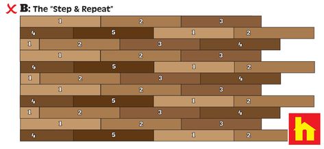 A Tip For The Best Presentation Of Your “Wood-Look” Flooring ... Lantai Vinil, Flooring Layout, Tile Layout Patterns, Laminate Flooring Diy, Laying Laminate Flooring, Wood Plank Tile, Wood Floor Pattern, How To Lay Tile, Flooring Diy