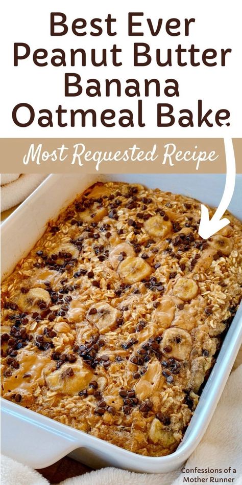 Peanut Butter Oatmeal Bake, Banana Oatmeal Bake, Ella Vegan, Peanut Butter Banana Oatmeal, Oatmeal Bake, Banana Baked Oatmeal, Banana Peanut Butter, Lost 100 Pounds, Peanut Butter Oatmeal