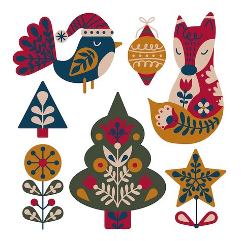 Christmas Bunting Ideas Diy, Scandinavian Christmas Embroidery, Folk Christmas Ornaments, Nordic Christmas Illustration, Scandinavian Christmas Design, Scandinavian Christmas Pattern, Folk Christmas Illustration, Scandinavian Christmas Art, Hygge Christmas Aesthetic