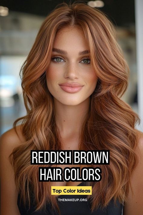 Best Reddish Brown Hair Colors Ideas You'll Adore Level 7 Red Brown Hair Color, Hair Color For Red Hair, Light Ginger Brown Hair Color, Light Brown And Auburn Hair, Auburn Hair Colour Ideas, Hair Color Auburn Balayage, Reddish Gold Hair, Auburn Vs Copper Hair Color, Bronzed Copper Hair