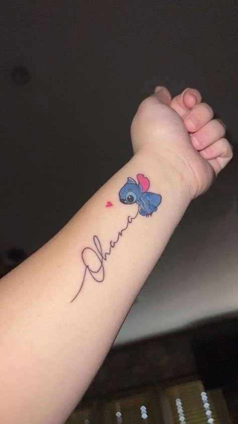 Stitch Tattoo Ideas Best Friend, Tattoo Ideas Female Stitch, Stitch Ohana Tattoo Ideas, Stitch Tattoo Ideas Ohana, Stitch Matching Tattoos, Stitch Tattoos For Women, Disney Tattoos For Women, Tattoo Ideas Stitch, Small Stitch Tattoo