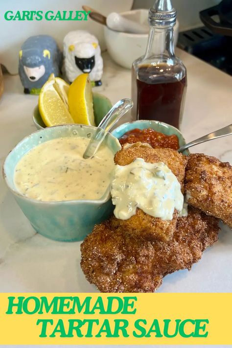 Homemade Tartar Sauce Home Made Tartar Sauce, Simple Tarter Sauce, Tartar Sauce Recipe, Simple Tartar Sauce Recipe, How Do You Make Tartar Sauce, Quick Tartar Sauce Recipe, Homemade Tartar Sauce, Fish Sandwich, Tartar Sauce