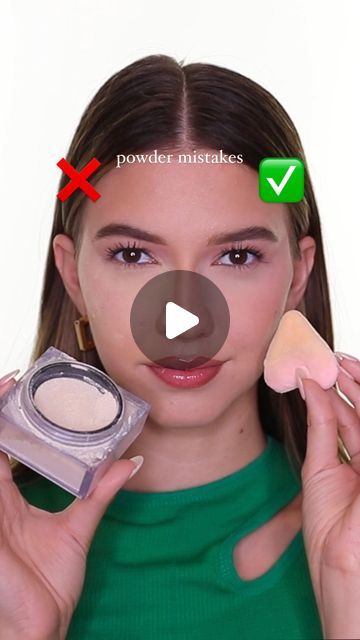 Deborah Ruiz on Instagram: "Powder Mistakes ❌ & how to fix them ✅  comment what you would like to see next 🤍  @hudabeautyshop sugar cookie translucent powder   #powdermistakes #makeupmistakes #makeuphacks #makeupforbeginners" How To Powder Your Face, How To Apply Powder, Where To Put Powder On Face, How To Use Powder, Powder Only Makeup Tutorial, Where To Apply Setting Powder, Where To Put Setting Powder On Face, Translucent Powder How To Use, How To Use Translucent Powder