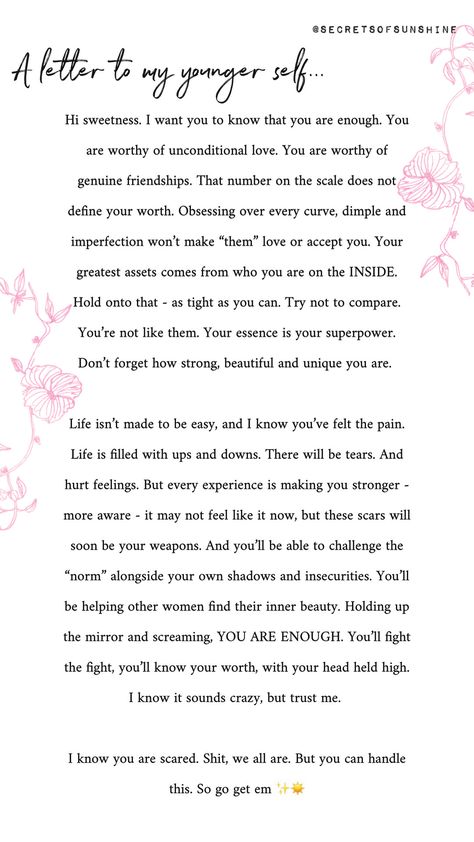 Quotes To My Younger Self, A Letter To Younger Self, Tell My Younger Self Quotes, Letter For Younger Self, Letter To My Older Self, A Message For My Younger Self, Letter For My Self, Message To Younger Self, Letters To My Younger Self