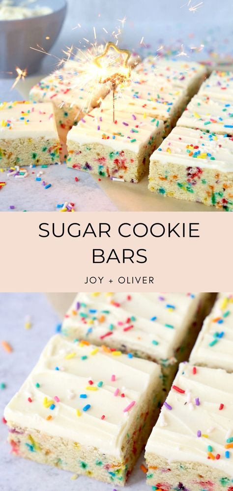 Funfetti Sugar Cookie Bars, Birthday Sugar Cookie Bars, Birthday Cake Cookie Bars, Birthday Cookie Bars, Cookie Dunkers With Buttercream, Funfetti Treats, Confetti Desserts, Birthday Bars, Funfetti Cookie Bars