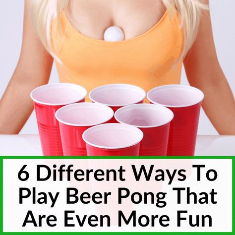 Beer pong isn’t a one-dimensional game. There are loads of different ways to play beer pong and many are way more fun than the classic game. Our favorite variation... How To Play Beer Pong, Beer Pong Games, Battleship Beer Pong, Quidditch Pong, Beer Pong Rules, Amazing Race Games, Beer Pong Cups, Beer Pong Tournament, Text Games