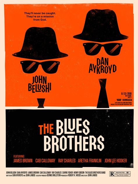 The Blues Brothers 1980. Blues Brothers Movie, 1980s Movie Posters, Olly Moss, Foto Muro Collage, Vintage Music Art, 1980s Movies, Vintage Films, Brothers Movie, John Lee Hooker