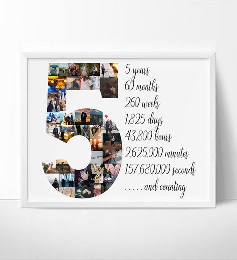 Personalize 5 Years Anniversary Photo Collage, Custom 5th Anniversary Gift, 5 Years Together, Custom Number Photo Collage, Collage Printable 3rd Year Anniversary Gifts For Him, 3rd Year Anniversary, Number Photo Collage, Anniversary Collage, Anniversary Photo Collage, Gift Collage, 3rd Year Anniversary Gifts, Anniversary Scrapbook, 3 Year Anniversary