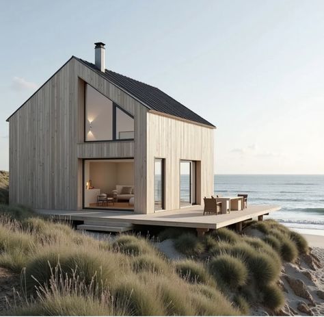 Scandi Beach House, House Near Beach, Scandinavian Cabin, Wood Cladding, Wood House, House In The Woods, Beach House, Vision Board, Cabin