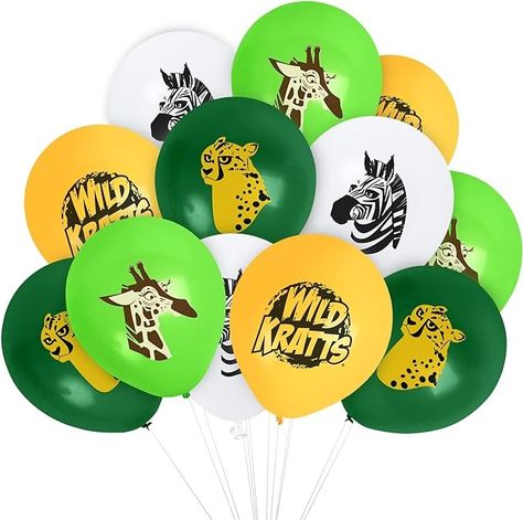 Amazon.com: Treasures Gifted Officially Licensed Wild Kratts Birthday Party Supplies - 12 Pack Wild Kratts Balloons Latex - Wild Kratts Birthday Decoration - 12in Happy Birthday Balloons Orange, Green & White : Toys & Games Wild Kratts Birthday Party, Wild Kratts Party, Animal Themed Birthday Party, Balloon Centerpiece, 5th Birthday Ideas, Fifth Birthday, Treasure Gift, Wild Kratts, Balloon Kit