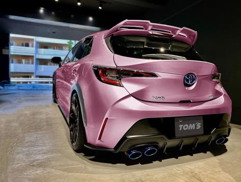 Pink Corolla, Pink Wrapped Car, Toyota Hatchback, Barbie Cars, Corolla Sport, Toyota Corolla Hatchback, Corolla Toyota, Car Vibes, Trip To Canada