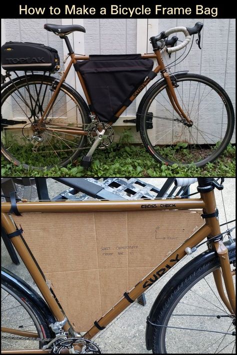 Diy Bikepacking Bags, Bike Bag Diy, Bike Hacks Diy, Bicycle Bag Pattern, Diy Bike Basket, Bike Accessories Diy, Diy Bicycle, Bici Retro, Frame Bags