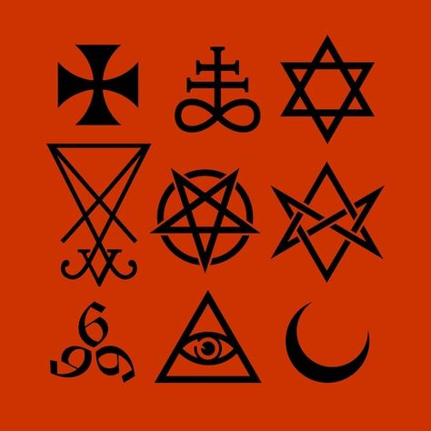 Vector satanic symbols medieval occultis... | Premium Vector #Freepik #vector Satanic Symbols Signs, Satanic Tattoo Symbols, Infinity Symbol Illustration, Infinity Graphic, Satanic Symbol, Dad Tattoo Ideas, Satanic Witch, Satanic Symbols, Satanic Tattoos