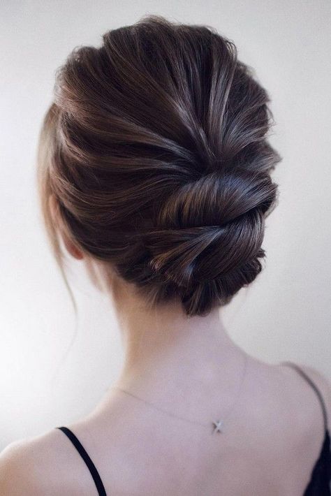 15 Stunning Low Bun Updo Wedding Hairstyles from Tonyastylist | EmmaLovesWeddings | Bloglovin’ Neat Wedding Hair, Loose Buns Hairstyles, Messy Plates Hairstyle Indian, Party Hairdos For Medium Length Hair, Neat Updo Hairstyles, Simple Updos For Medium Hair Formal, Work Updo, Updos Easy, Messy Updos