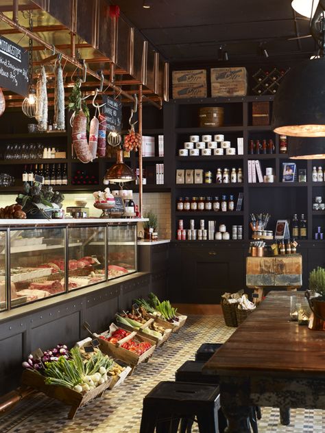 Köttbaren Restaurant and bar in Stockholm. Designed by www.jidstrom-gil.se. Instagram: @jidstromgil. Meat Case Display Ideas, Vegetable Display, Copper Lights, Meat Store, Deli Cafe, Deli Shop, Grocery Store Design, Meat Shop, Supermarket Design