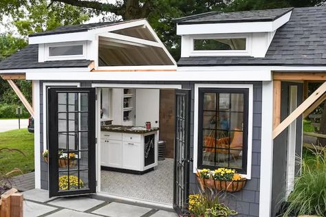 How To Convert A Shed Into A Kitchen in 9 Simple Steps Modern Shed Ideas, He Shed Ideas, He Shed She Shed, Shed Kitchen, Converted Shed, Tiny Guest House, Shed Design Plans, He Shed, Outdoor Home Office