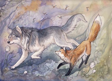 Japanese Wolf & Fox Another tattoo idea Japanese Wolf, Fox Drawing, Wolf Love, Canine Art, Wolf Pictures, Anime Wolf, Fox Art, Wolf Dog, Wolf Art