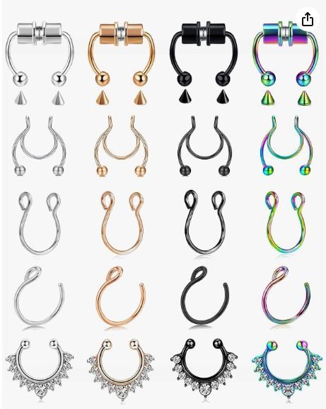 Nose Rings Aesthetic, Fake Piercings Nose, Magnetic Piercings, Magnetic Nose Ring, Fake Septum Piercing, Fake Nose Piercing, Loop Earplugs, Nose Cuffs, Nose Ring Jewelry