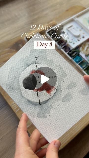 Christmas Card Tutorials How To Make, Diy Christmas Cards Snowman, Christmas Cards Ideas Drawing, Holiday Watercolor Cards, Christmas Cards Aquarel, Drawing Christmas Cards, Christmas Cards Handmade Watercolor, Christmas Card Painting Ideas, Diy Watercolor Christmas Cards