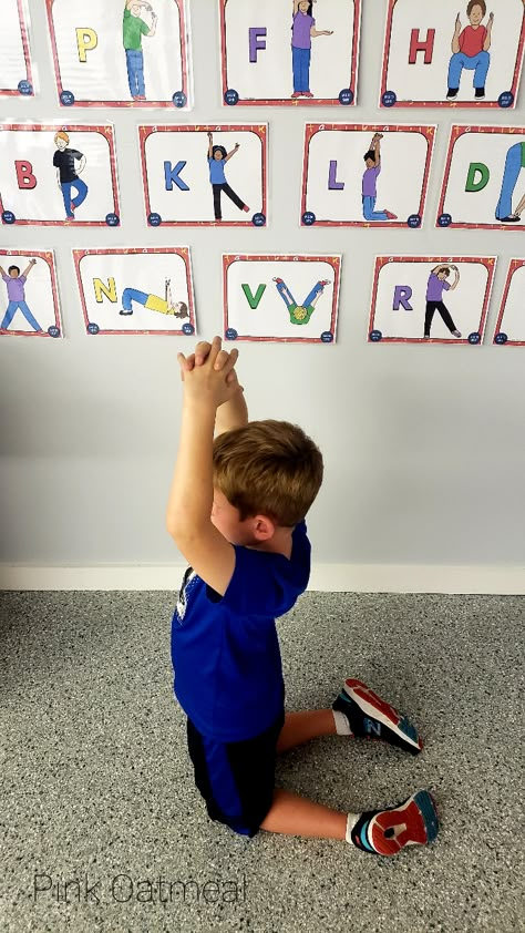 Alphabet Gross Motor and Fine Motor Activities - Pink Oatmeal Motor Skills Preschool, Identifying Letters, Gross Motor Activity, Abc Activities, Gross Motor Activities, Preschool Literacy, Creative Curriculum, Motor Skills Activities, Alphabet Preschool