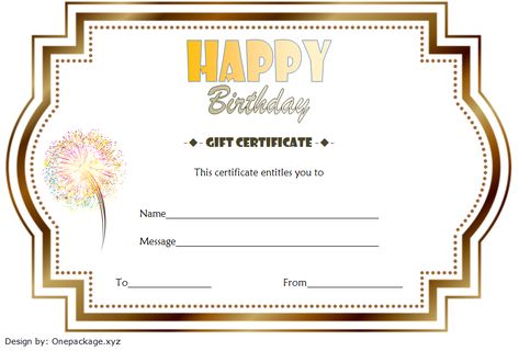 Birthday Gift Certificate, Gift Certificate Template Free, Gift Certificate Printable, Birthday Certificate, Voucher Card, Package Template, Printable Gift Certificate, Template Free Printable, Happy Birthday Gift