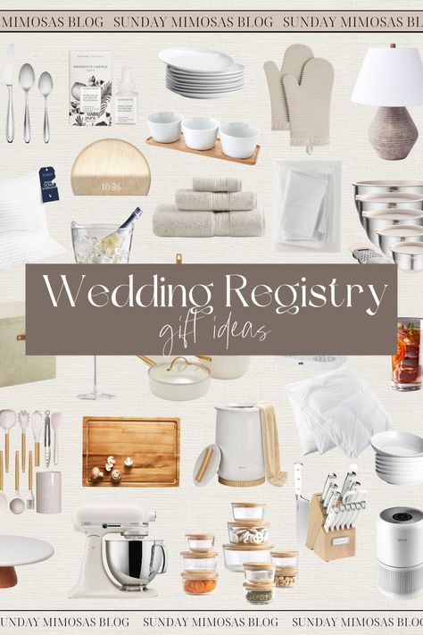 Wedding Registry Ideas Ultimate List!! Need help coming up with gifts to add to your wedding registry!? We've got you covered! Here are our top wedding registry ideas from Amazon, Crate and Barrel and Target that will elevate your home! From luxurious bath towels and coupe wine glasses to gorgeous flatware and ceramic cookware, these are all the items you need to start your newly married life together! Housewarming Gift Registry List, Top Registry Items Wedding, Best Things To Put On Wedding Registry, Must Have Registry Items Wedding, Wedding Registry Checklist Amazon, Best Registry Items Wedding, Things To Put On A Wedding Registry, Things To Add To Wedding Registry, House Warming Registry List Ideas