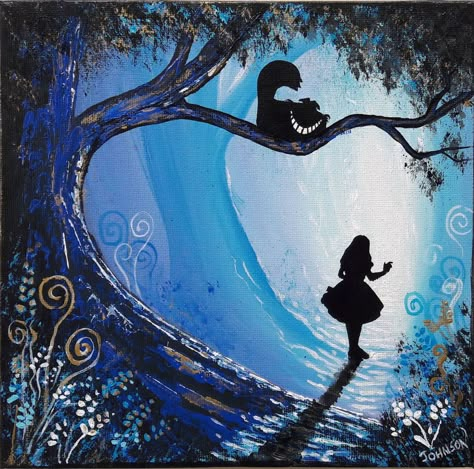 ooak Original rare art painted alice in wonderland fantasy painting artwork     "THE CHESHIRE CAT " by stan johnson Cheshire Cat Collage, Alice In Wonderland Woods, Cheshire Cat Painting, Fantasy Painting Ideas, Cheshire Cat And Alice, Cheshire Cat Illustration, Alice In Wonderland Painting, Alice In Wonderland Paintings, Cheshire Cat Art