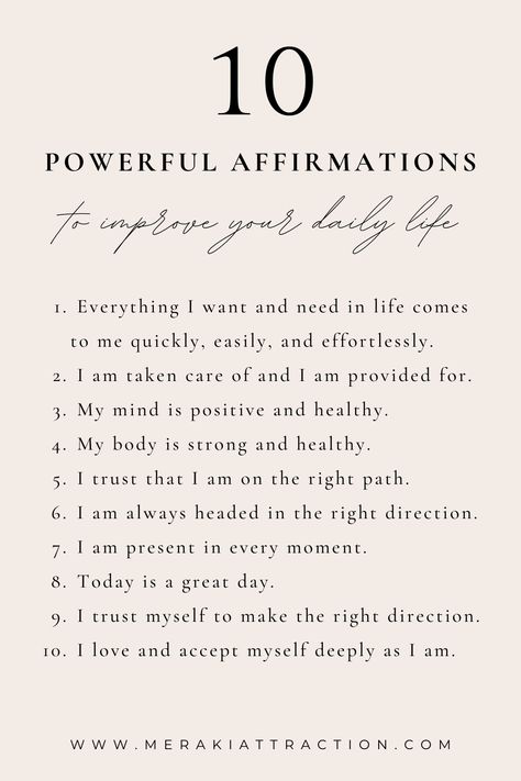 Manifestations And Affirmations, Most Powerful Affirmations, Daily Affirmations For Beauty, 10 10 10 Manifestation, 10 Affirmations, Best Daily Affirmations, Best Life Affirmations, Improvement Affirmations, Quick Affirmations