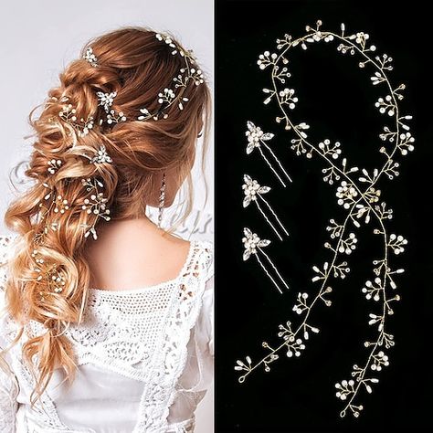 Bride Hair Vine, Vine Headband, Wedding Hairstyles And Makeup, Crystal Hair Vine, Crystal Hair Accessories, Bridal Wedding Hair, Hair Accessories Set, Head Pieces, Bride Hair Accessories