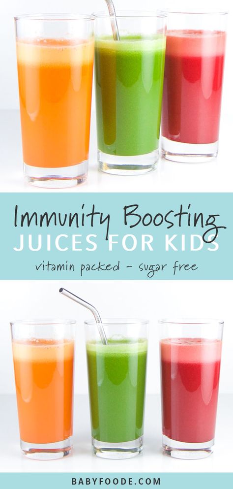 These three immunity boosting juice recipes are fully loaded with nutrients to help boost your kiddos immunity. Healthy, easy and totally tasty, your kids and toddlers will love these vegetable juice combinations! #juicing #kidfriendly Juice For Kids, Immunity Juice, Veggie Juice, Detox Juice Recipes, Natural Detox Drinks, Smoothie Detox, Juicer Recipes, Detox Drinks Recipes, Vitamins For Kids