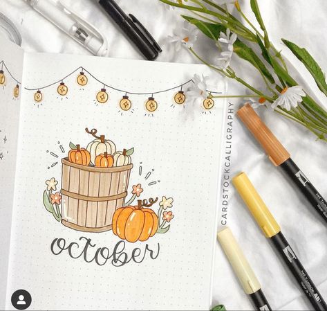 October Cover Page, Drawing Gouache, Planner Themes, Bullet Journal Banner, Bullet Journal Page, Bullet Journal Ideas Templates, Journal 2024, Journal Design Ideas, Bullet Journal Tracker