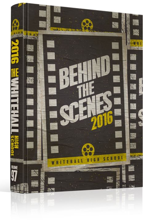 Yearbook Cover - Unused - "Behind The Scenes" Theme - Hollywood, Silver Screen… Yearbook Movie Theme, Hollywood Yearbook Theme, Behind The Scenes Yearbook Theme, Farewell Images, Yearbook Covers Themes, Yearbook Idea, Yearbook Cover Ideas, Yearbook Covers Design, Film Theme