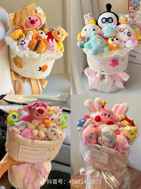 Plush Bouquet Diy, Stuffed Animal Bouquet, Plushie Bouquet, Bts Cake, Flower Boquet, Diy Bouquet Wrap, Easy Mandala Drawing, Handmade Bouquets, Picnic Birthday