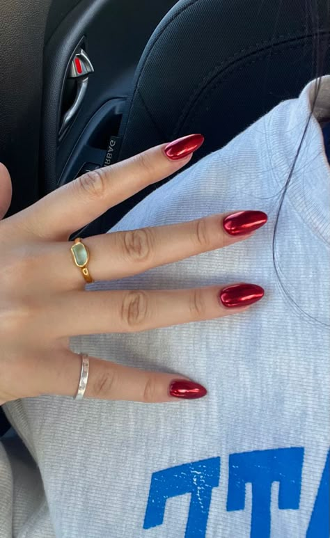 red nails
chrome nails
red chrome nails
nail inspo
chrome mail ideas
acrylic nails Ruby Red Chrome Nails, Ted Chrome Nails, Red Crome Nails Almond, Trendy Nail Inspo Winter, Dark Red Chrome Nails Almond, Trendy Almond Acrylic Nails, Red Crome Nails Design, Red Chrome Nails Coffin, Red Chrome Nails Short