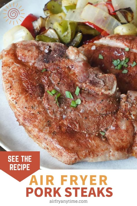 Air Fryer Pork Steaks, Fried Pork Steak, Airfryer Meals, Recipes For Pork Chops, Air Fryer Meats, Pork Shoulder Steak, Pork Steak Recipe, Recipes For Pork, Pork Steaks